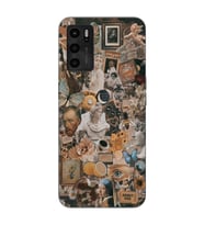 Oppo A16 Uyumlu Aesthetic Sanatsal Kolaj Desenli Şeffaf Telefon Kılıfı