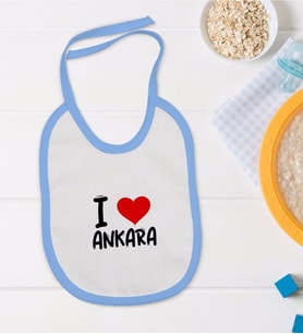 BK Kids I Love Ankara Tasarımlı Mavi Bebek Mama Önlüğü - Model 1