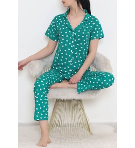 Desenli Pijama Takımı Yeşil - 10682.1287.