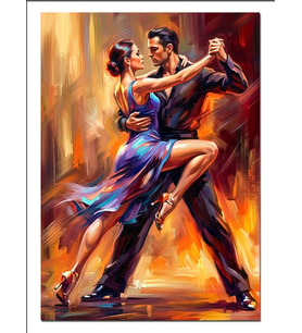 Ateşli Tango Yapan Tutkulu Çift Dekoratif Kanvas - Mdf Ahşap Tablo
