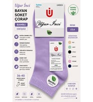 Uğur İnci Bayan Bambu Dikişsiz Soket Çorap 36-40 Numara Yumuşak Dokulu Günlük Çorap 6 lı Paket