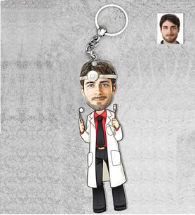 Kişiye Özel Dişçi Erkek Doktor Ahşap Anahtarlık-1