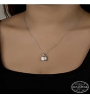 Ucarticaret S-warovski Crystal Taşlı Baget Gümüş Kadın Kolye