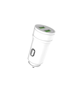 Araç İçi Çakmaklık Şarj Cihazı Çift USB Çıkışlı Hızlı Araç Şarj Adaptörü (Beyaz)