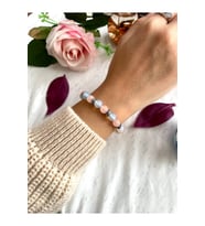 Kadın - Şık Tasarım Ay Ve Pembe Kuvars Doğal Taşlı Bileklik  Handcrafted