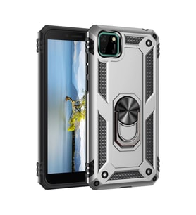 Huawei Y5p Kılıf Sofya Yüzüklü Silikon Kapak - Gümüş