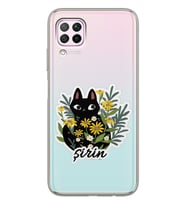 Huawei Cat Sticker Tasarımlı Şeffaf Telefon Kılıfı