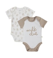 Civil Baby Milk Baskılı 2'li Set 3-18 Ay Çıtçıtlı Badi - Ekru