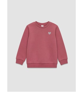 LC WAIKIKI Pembe Kalp Baskılı Kız Çocuk Sweatshirt