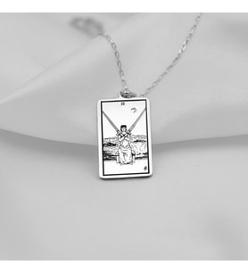 Gümüş  Tarot (Two of Swords) İki Kılıç Kolye