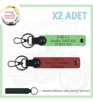 Motosiklet Severlere, İsim Plaka ve B Rh (-) Kan Grubu Yazılı x2 Anahtarlık, Nar Çiçeği-F Yeşil-Laci (Çok Renkli)