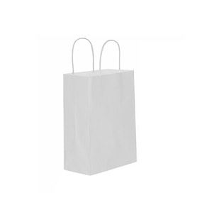 Kağıt Hediye Çantası Düz Renk Büyük Boy 25X31 CM (25 Adet)  Beyaz