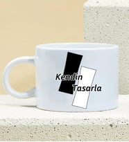 Kişiye Özel kendin Tasarla Siyah Beyaz Taraftar Tasarımlı Porselen Kupa Nescafe Fincanı