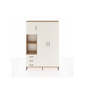 Arges Gardrop 6 Raflı 3 Çekmeceli Tek Askılı 132x30x195 Çam-Aytaşı