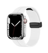 Apple Watch 40mm Kordon Magnetli Ayarlanır Silikon Kordon (Beyaz)