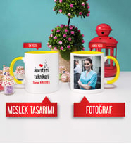 Anestezi Teknikeri Kupa Bardak Sarı Fotoğraflı
