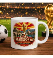 BK Gift Kuzey Mekadonya Taraftar Temalı Dünya Futbol Kupası Tasarımlı Beyaz Kupa Bardak-2