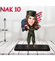 Kişiye Özel Ahşap Biblo - Kadın Asker Karikatür Biblo 10
