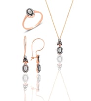Söğütlü Silver Gümüş rose elmas montürlü oval üçlü set…
