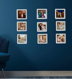 Kişiye Özel 9 Adet 8,5x8.5 Sök Tak Fotoğraflı Beyaz Çerçeve