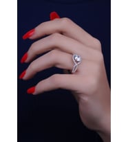 ENCİLİ SİLVER 925 Ayar Gümüş Örgü Model Tek Taş Kadın Yüzük