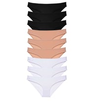 9 adet Süper Eko Set Likralı Kadın Slip Külot Siyah Ten Beyaz