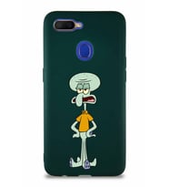 Oppo A12 Soft Premier Kapak Squidward Dokunaç Tasarımlı Silikon Kılıf - Yeşil (Şeffaf)