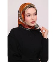 Levidor Kristal Eşarp Asimetrik Desen Siyah Haki