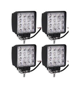 4 Adet 16 Led Off Road Kare Çalışma Lambası Sis Lambası Projektör Gündüz Farı 48 Watt
