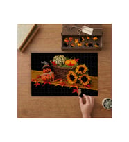 Ayçiçekleri - Bal Kabağı Feneri - Sonbahar Tasarımı 240 parça Ahşap Puzzle Ahşap Kutuda MP09858