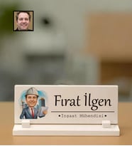 İsme Özel İnşaat Mühendisi Temalı Karikatürlü Masaüstü İsimlik