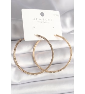 Pirinç Gold Renk Zirkon Taşlı Halka Model Kadın Küpe 5886 - GLST3365-5004
