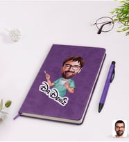 BK Gift Kişiye Özel Erkek Cerrah Karikatürlü Mor Termo Deri Defter Kalem Seti Model 1