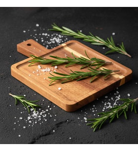 Doğal Akasya Ahşap Dikdörtgen Sunum Tahtası ve Servis Tepsisi – 23x17 cm Kahve Yanı, Peynir ve Kahvaltılık Sunumluk (Kare Formlu Estetik Tasarım)