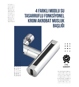 Mey İthalat® 4 Modlu Musluk Başlığı Şelale, Yağmur, Sprey, Köpük Akışı Yüksek Basınç Performansı