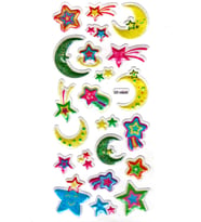 Işıltılı Sticker Kabartmalı Stiker Defter Planlayıcı Etiket (Dfh040)-18x9cm - Ay Yıldız