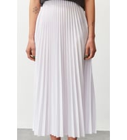 Moda Regular Düz Desen Günlük Midi Boy Pileli Örme Etek