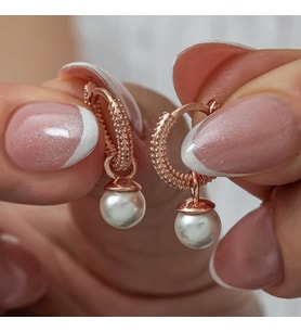 Gümüş Rose İnci Kadın Küpe (Çok Renkli)