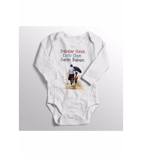 Unisex Bebek Beyaz Babaya Hediye Babalar Günü Baskılı Zıbın