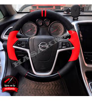 Opel Meriva B Dikme Direksiyon Kılıfı Parlak Siyah Kırmızı Detaylı Kırmızı Çift Yüzük ve Dikiş 2010-2017