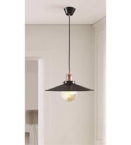 Rys Retro Metal Dekoratif Rustik Tekli Sarkıt Avize çap:40 cm (Siyah)