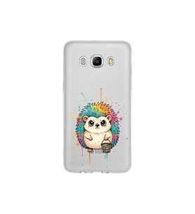 Samsung Galaxy J5 2016 ile Uyumlu Splash Kirpi Tasarımlı Şeffaf Silikon Kılıf