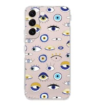 PrintiFy Samsung Galaxy S22 ile Uyumlu 1mm Slim Fit Nazar Boncuğu 2 Baskılı Şeffaf  Kılıf