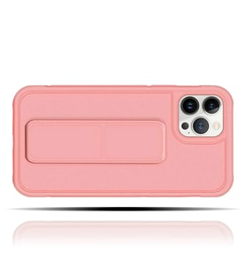 Apple IPhone 13 Pro Uyumlu Rose Gold Yumuşak Silikon Standlı Tutacaklı (Tutamaçlı) Telefon Kılıfı