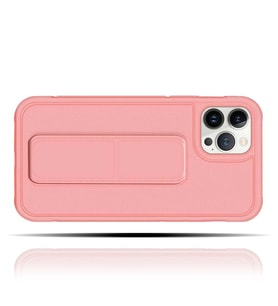 Apple IPhone 13 Pro Uyumlu Rose Gold Yumuşak Silikon Standlı Tutacaklı (Tutamaçlı) Telefon Kılıfı
