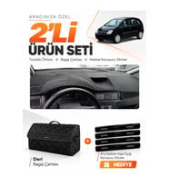 e-biz OPEL MERİVA A (2003-2010) Uyumlu Torpido Örtüsü + Deri Bagaj Çantası Seti - Siyah - OP012