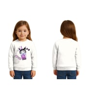 Unisex Kuromi Baskılı Çocuk Swaetshirt 3 İplik Şardonlu (Beyaz)