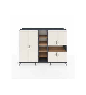 Hyperion Dolap 13 Raflı 6 Kapaklı 220x44x163 Antrasit-Aytaşı/Çam