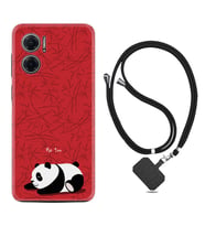 Xiaomi Redmi Note 11E Kılıf Resimli Boyun Askılı İpli Desenli Silikon Series Sleeping Panda 1810
