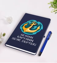 BK Gift Kişiye Özel İsimli Lacivert Seyir Defteri ve Kalem Seti-5